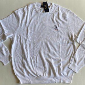 Polo Ralph Lauren "Polo" Pony Logo Soft Cotton Crewneck Pullover Sweater White